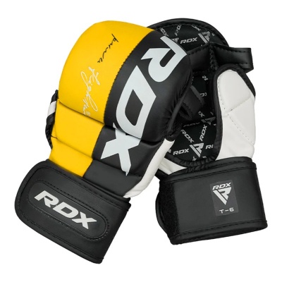RDX Sports T6 Yellow Fingerless MMA Sparring Gloves (7oz)